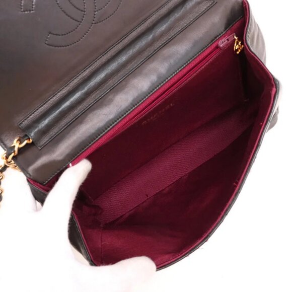 Chanel CC Logo Lambskin Chain Shoulder Bag Black - Picture 6 of 14